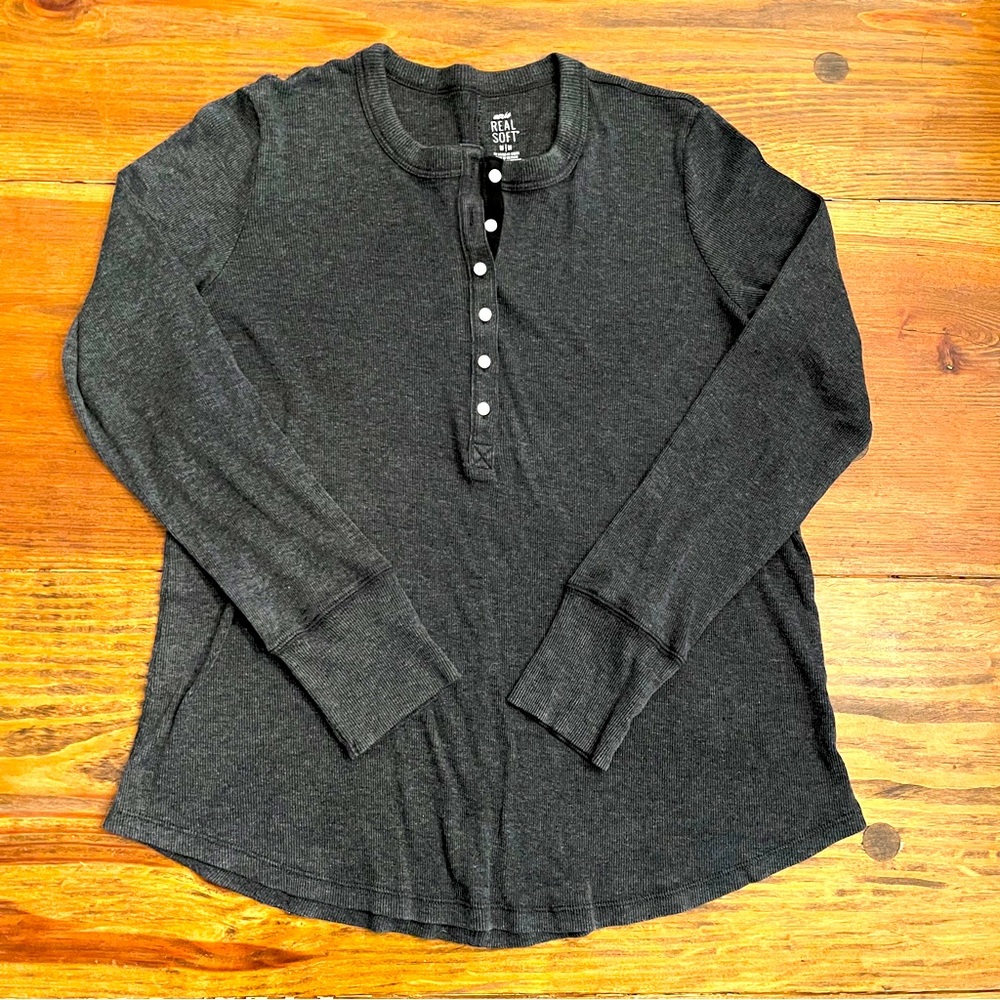 Aerie Real Soft Rib Button Top